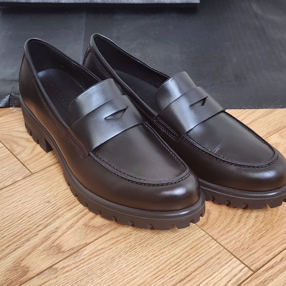 Ecco ModTray Women's Black Leather Penny Loafer Size 41EU/10-10.5US - Picture 7 of 13